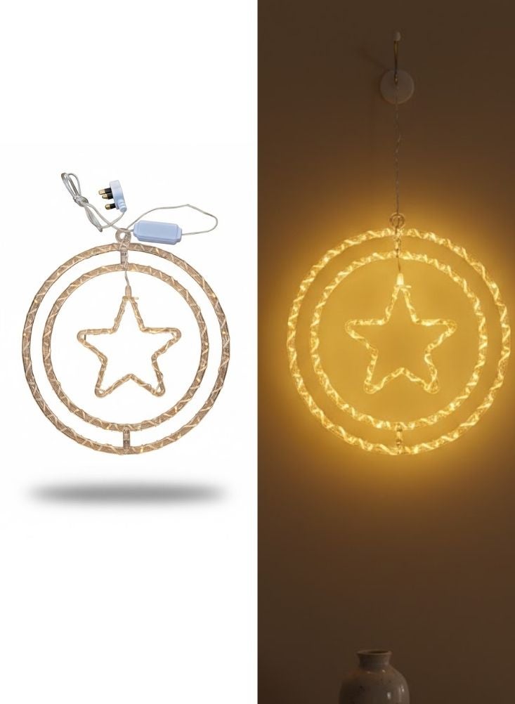 بريميم زينة رمضانية معلقة على شكل نجمة بإضاءة صمام ثنائي باعث للضوء بلون أبيض دافئ - Image 1